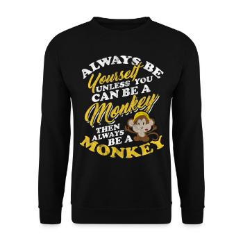 Affe Gorilla Primat Monkey Primat Tier Lackaffe - Unisex Pullover - Schwarz - Vorne - Alina (178cm) & Michal (187cm)