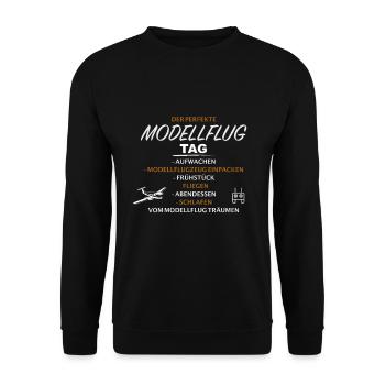 Modellflug Modellflugzeug Modellfliegen - Unisex Pullover - Schwarz - Vorne - Alina (178cm) & Michal (187cm)