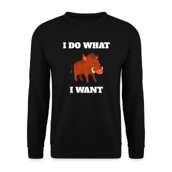 I Do What I Want Funny Boar - Unisex Sweatshirt - black - Front - Alina (178cm) & Michal (187cm)