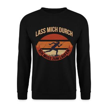 Joggen für Damen, ich muss zum Laufen Shirt - Unisex Pullover - Schwarz - Vorne - Alina (178cm) & Michal (187cm)