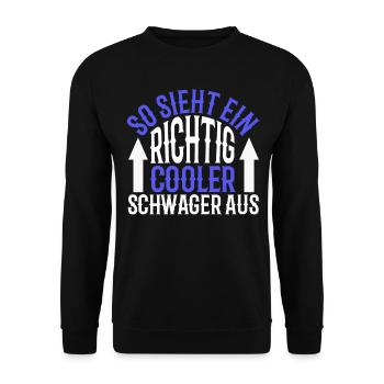 So sieht eine richtig cooler Schwager aus Geschenk - Unisex Pullover - Schwarz - Vorne - Alina (178cm) & Michal (187cm)