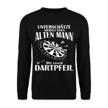 Dart Dartpfeil Alter Mann Dartspieler - Unisex Pullover - Schwarz - Vorne - Alina (178cm) & Michal (187cm)