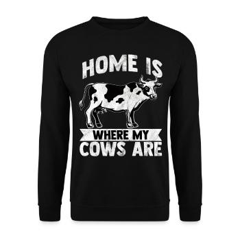 Cow moo beef milk farmer farm animal pasture - Unisex Sweatshirt - black - Front - Alina (178cm) & Michal (187cm)