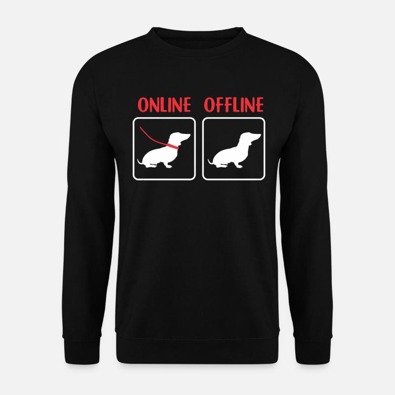 Hund Online Offline Leine Geburtstag Weihnachten - Unisex Pullover - Schwarz