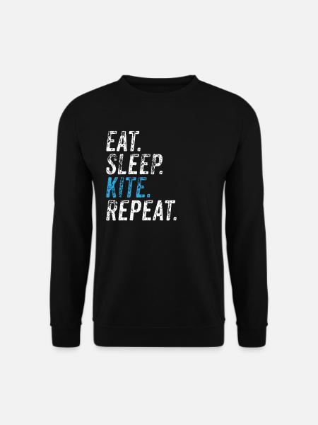 Essen Schlafen Kitesurfing - Kitesurfer - Unisex Pullover - Schwarz