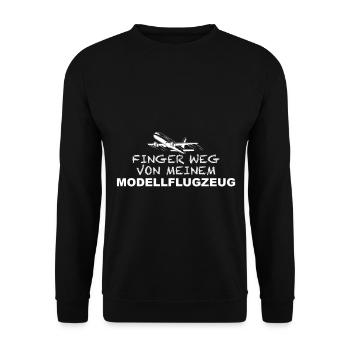 Modellflugzeug Modellbau Modellflieger Finger weg - Unisex Pullover - Schwarz - Vorne - Alina (178cm) & Michal (187cm)
