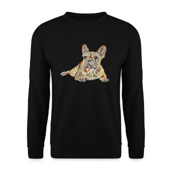 Bouledogue Français Vintage - Sweat-shirt Unisexe - noir - Devant - Alina (178cm) & Michal (187cm)