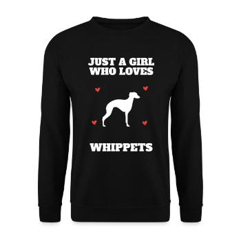 Whippet Girl Enthusiast Breeder Gift - Unisex Pullover - Schwarz - Vorne - Alina (178cm) & Michal (187cm)
