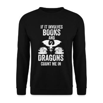 Buch Drachen Leser Bücherwurm Schriftsteller Autor - Unisex Pullover - Schwarz - Vorne - Alina (178cm) & Michal (187cm)