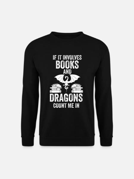 Livre dragon lecteur rat de bibliothèque auteur - Sweat-shirt Unisexe - noir