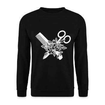 Hairdressing comb and hairdressing scissors - Unisex Sweatshirt - black - Front - Alina (178cm) & Michal (187cm)