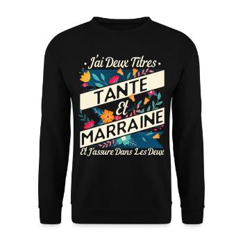 Marraine Tante Cadeau Humour - Sweat-shirt Unisexe - noir - Devant - Alina (178cm) & Michal (187cm)