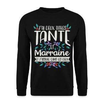 Marraine Tante Deux Titres Humour Cadeau - Sweat-shirt Unisexe - noir - Devant - Alina (178cm) & Michal (187cm)