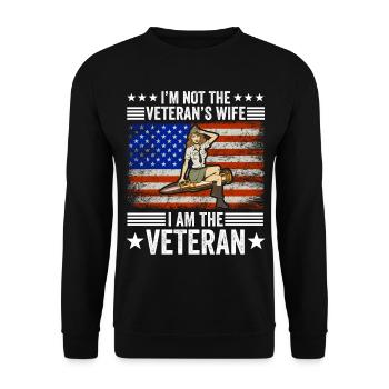 Veteran Girl Army Military Soldier Navy Gift - Unisex Sweatshirt - black - Front - Alina (178cm) & Michal (187cm)