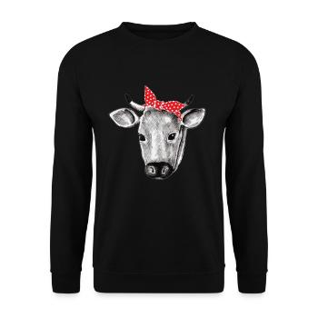 Vache bandana tête de vache moo ferme les vaches - Sweat-shirt Unisexe - noir - Devant - Alina (178cm) & Michal (187cm)