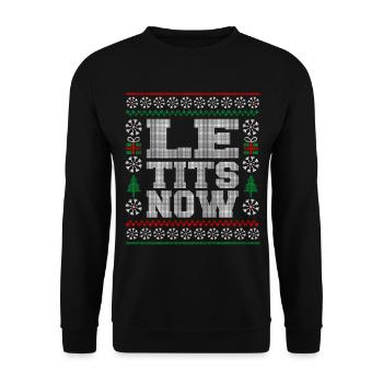 Le Tits Now Funny Ugly Christmas Pattern - Unisex Sweatshirt - black - Front - Alina (178cm) & Michal (187cm)