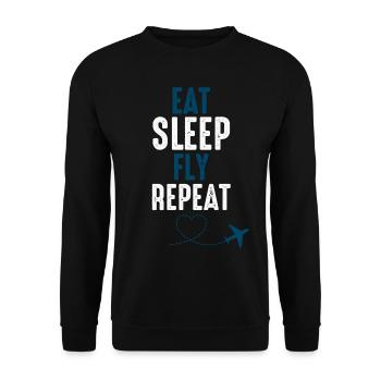 Flieger Pilot Essen Schlafen Fliegen Wiederholen - Unisex Pullover - Schwarz - Vorne - Alina (178cm) & Michal (187cm)