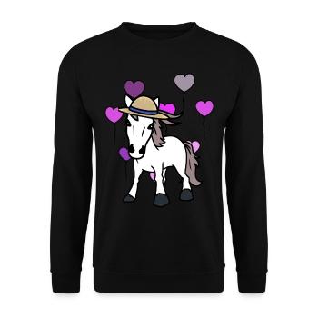 Herzen Pferd Pony Pferde Reiter Pferdenarren - Unisex Pullover - Schwarz - Vorne - Alina (178cm) & Michal (187cm)