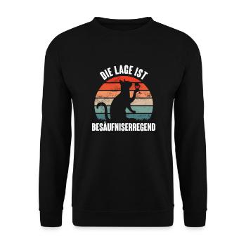 Die Lage ist besäufniserregend Motiv - Unisex Pullover - Schwarz - Vorne - Alina (178cm) & Michal (187cm)