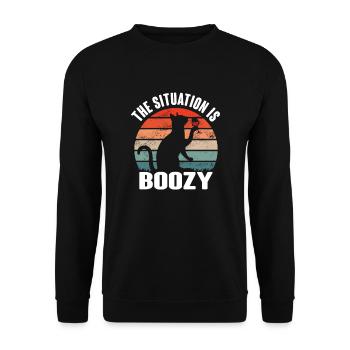 Die Lage ist besäufniserregend Motiv - Unisex Pullover - Schwarz - Vorne - Alina (178cm) & Michal (187cm)