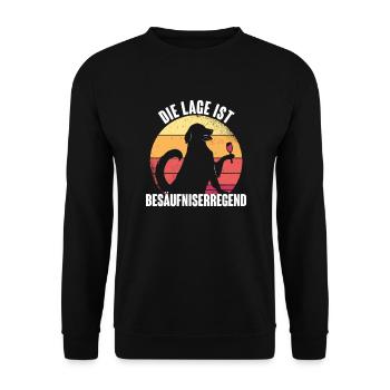 Die Lage ist besäufniserregend Motiv - Unisex Pullover - Schwarz - Vorne - Alina (178cm) & Michal (187cm)
