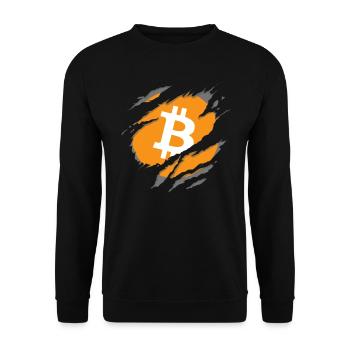 Bitcoin BTC und Crypto Design - Unisex Pullover - Schwarz - Vorne - Alina (178cm) & Michal (187cm)