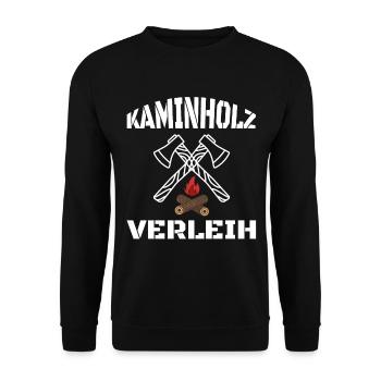 Kaminholz Verleih Feuerholz Wald Geschenkidee - Unisex Pullover - Schwarz - Vorne - Alina (178cm) & Michal (187cm)