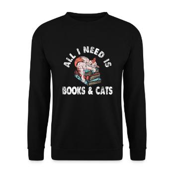 Read Nerd Books Cats Bookworm Bookaholic Ges - Unisex Sweatshirt - black - Front - Alina (178cm) & Michal (187cm)