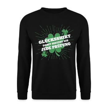 Glücksbringer Prüfung Abi Abitur Studium Schule - Unisex Pullover - Schwarz - Vorne - Alina (178cm) & Michal (187cm)
