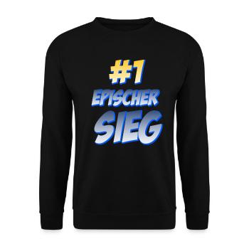 Epischer Sieg Humor Fun Spaß Kult Funny Spruch - Unisex Pullover - Schwarz - Vorne - Alina (178cm) & Michal (187cm)