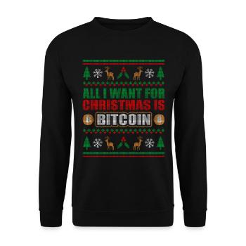 Christmas BTC investor Bitcoin - Unisex Sweatshirt - black - Front - Alina (178cm) & Michal (187cm)