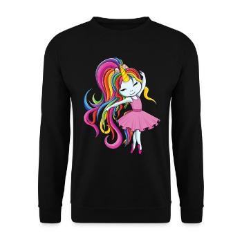 Licorne ballerine - Sweat-shirt Unisexe - noir - Devant - Alina (178cm) & Michal (187cm)
