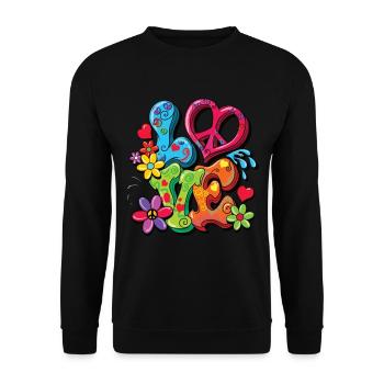 Hippie Kostüm - Unisex Pullover - Schwarz - Vorne - Alina (178cm) & Michal (187cm)