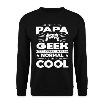 Je suis un Papa Geek | Cadeau Gaming - Sweat-shirt Unisexe - noir - Devant - Alina (178cm) & Michal (187cm)