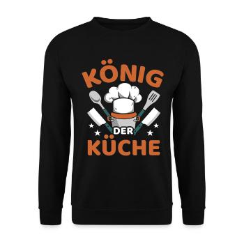 König Der Küche Lustiges Kochen Koch Chefkoch - Unisex Pullover - Schwarz - Vorne - Alina (178cm) & Michal (187cm)