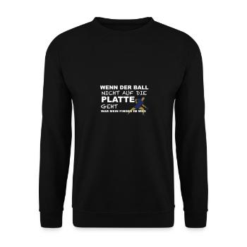 Tischtennisspruch Tischtennisspiel Finger - Unisex Pullover - Schwarz - Vorne - Alina (178cm) & Michal (187cm)