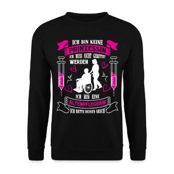 Altenpflegerin Altenpfleger Pfleger Pflegehelfer - Unisex Pullover - Schwarz - Vorne - Alina (178cm) & Michal (187cm)