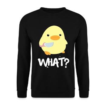 What What Duck With Knife Meme Funny Saying Fun - Sweat-shirt Unisexe - noir - Devant - Alina (178cm) & Michal (187cm)