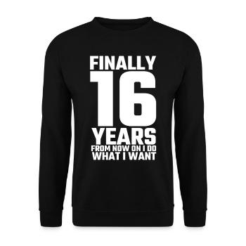 Finally 16 Years 16th Birthday Gift - Unisex Sweatshirt - black - Front - Alina (178cm) & Michal (187cm)