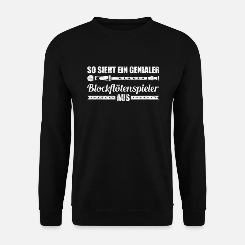 Blockflöte Blasinstrument Klarinette Instrument - Unisex Pullover - Schwarz