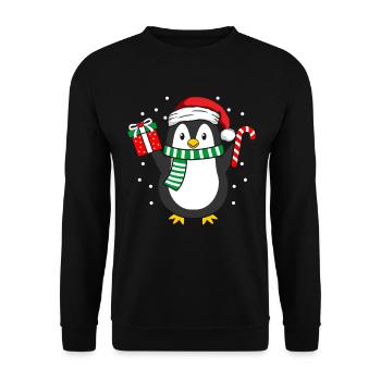Pingouin Noël Hiver - Sweat-shirt Unisexe - noir - Devant - Alina (178cm) & Michal (187cm)