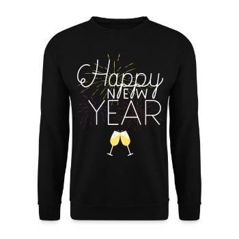 Happy New Year Celebration - Unisex Pullover - Schwarz - Vorne - Alina (178cm) & Michal (187cm)