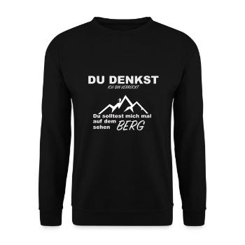 Bergwanderer verrückt Bergwandern Wanderspruch - Unisex Pullover - Schwarz - Vorne - Alina (178cm) & Michal (187cm)