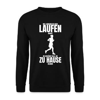 Laufen Joggen Sprinten Sport treiben Geschenk - Unisex Pullover - Schwarz - Vorne - Alina (178cm) & Michal (187cm)