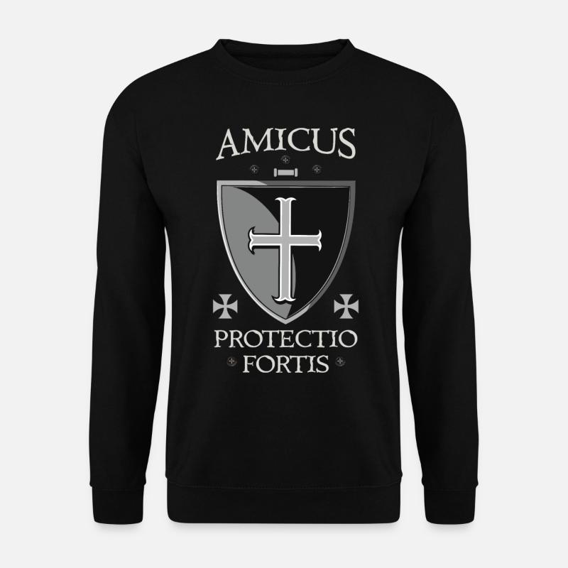 Bouclier templier + Amicus Protectio Fortis - Sweat-shirt Unisexe - noir