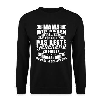 Mama Mutter Tochter Sohn Spruch - Unisex Pullover - Schwarz - Vorne - Alina (178cm) & Michal (187cm)