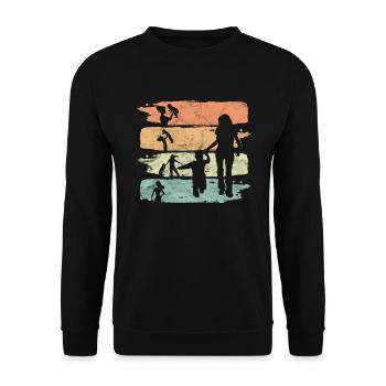 Mama Mutter Kind Retro Geschenkidee - Unisex Pullover - Schwarz - Vorne - Alina (178cm) & Michal (187cm)