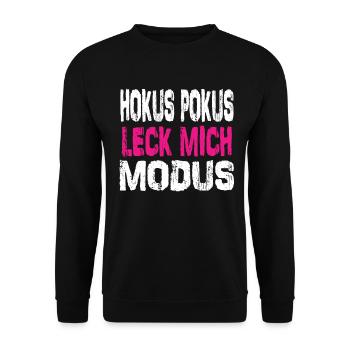 Hokus Pokus Damen - Hokus Pokus Leck Mich Modus - Unisex Pullover - Schwarz - Vorne - Alina (178cm) & Michal (187cm)