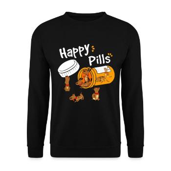 Dog design with "Happy Pills" dog motif - Unisex Sweatshirt - black - Front - Alina (178cm) & Michal (187cm)
