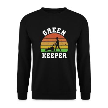 Greenkeeper Garten Rasen mähen vintage - Unisex Pullover - Schwarz - Vorne - Alina (178cm) & Michal (187cm)